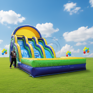 Tobogán Acuático Inflable con Doble Carril <span class=keywords><strong>y</strong></span> <span class=keywords><strong>Escaleras</strong></span> de Escalada, Precio al por Mayor, Ideal para Fiestas, Carnavales Escolares, Parques Acuáticos - Product Image 1