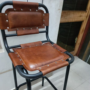 Modern <b>Industrial</b> Design Counter Height PU Leather Dining <b>Chair</b> for Home Apartment Workshop Durable Metal Bar Stools Furniture - Product Image 1