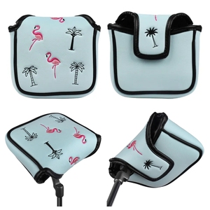 Housse de club de golf OEM en cuir PU avec broderie flamant rose, pour driver, blade et mallet <span class=keywords><strong>putter</strong></span>, avec aimant, personnalisable - Product Image 3