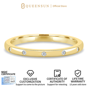Anillo de Boda Minimalista Apilable de Oro Amarillo Sólido de 18K con Diamantes Cultivados en Laboratorio, Engaste Discreto y Pulido, para Novia - Product Image 6