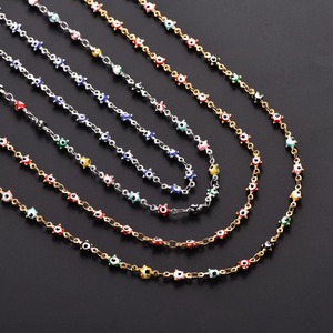 Collana a Catena con Ciondolo a Stella a Cinque Punte e Occhio <span class=keywords><strong>Turco</strong></span> da 4,5 mm in Acciaio Inossidabile per Donna, Girocollo Impermeabile, Accessori Gioielli in Metallo - Product Image 4