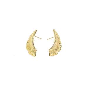 Fashion <b>Stud</b> <b>Earrings</b> Gold Plated 316L Stainless Steel Wing Shape With <b>Crystals</b> For Women Jewelry - Product Image 1