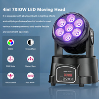 Mini projecteur de scène à tête mobile 7 yeux RGBW DMX512, inclinaison et rotation réglables, gradation linéaire 0-100%, effet stroboscopique 20Hz, lumière wash pour DJ