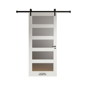 Porte coulissante à 5 panneaux en verre, 36 x 80 x 5, style ferme, décoration intérieure - Product Image 1