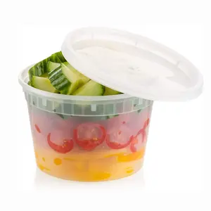 Dùng Một Lần 8Oz Nhựa Súp Container Với Nắp Đậy Lò Microwave Bao Bì Thực Phẩm Cho Lưu Trữ Chức Năng Deli Container Thiết Kế