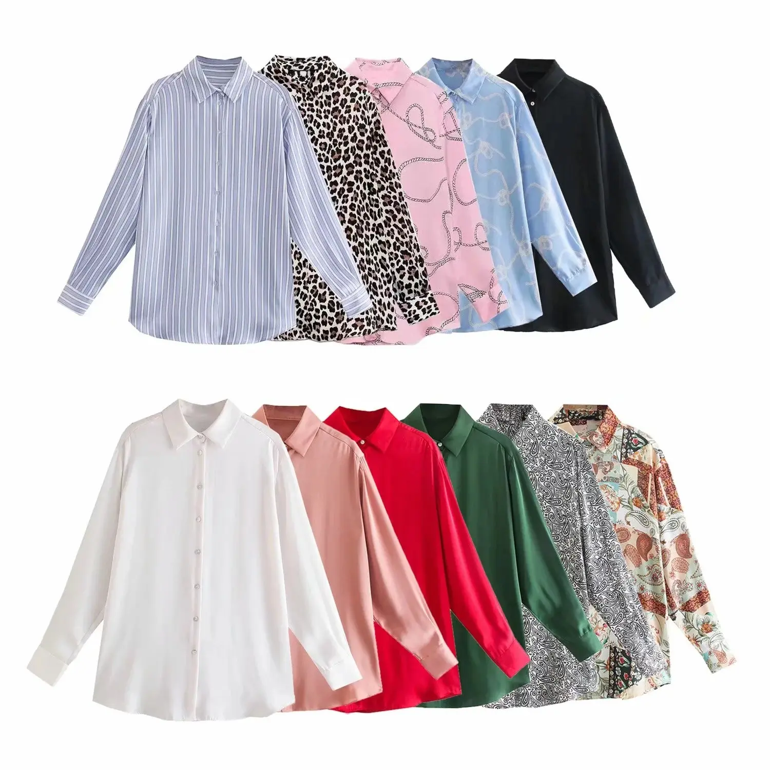 Satin Long Sleeve Blouse Button Up Shirt Women Summer 2023 New Female Elegant Ladies Tops High Quality Office Lady Blouses