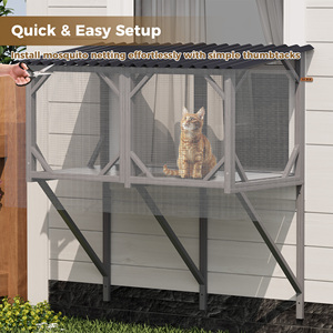 [Stock listo para EE. UU.] Cat Catio con <span class=keywords><strong>mosquitera</strong></span> a prueba de mosquitos Cat Window Perch para <span class=keywords><strong>gatos</strong></span> grandes de interior-para tomar el sol durmiendo y mirando - Product Image 2