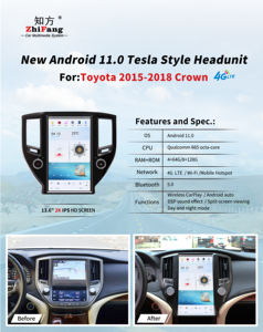 <span class=keywords><strong>Tesla</strong></span> เครื่องเล่นดีวีดีวิทยุในรถยนต์8 + 128G แอนดรอยด์13 13.6นิ้วสำหรับโตโยต้าคราวน์2015 2018พร้อม GPS WIFI 4G ระบบวิดีโอมัลติมีเดียสำหรับรถยนต์ - Product Image 5