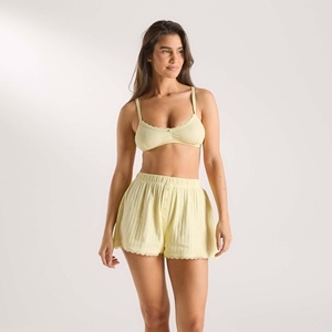 Produttore di Pigiami Personalizzati da <span class=keywords><strong>Donna</strong></span> in <span class=keywords><strong>Cotone</strong></span> Pointelle, Set con Cardigan e Pantaloncini, <span class=keywords><strong>Pigiama</strong></span> Femminile - Product Image 4
