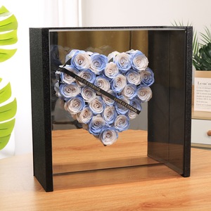 Ramo de rosas de jabón en forma de corazón en caja de espejo acrílico <span class=keywords><strong>flor</strong></span> preservada regalo para San Valentín aniversario pareja amante Fecha - Product Image 2