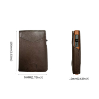 Dompet Kartu Pop-Up Kulit PU Pria, Tempat Kartu Kredit Logam Tipis Anti RFID dengan Kantong Uang Tunai