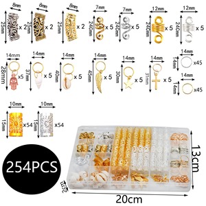 Bijoux personnalisés, anneaux en aluminium creux pour coiffure, accessoires de perruque, tresse, ensemble de tressage de cheveux, à faire soi-même, pièces - Product Image 3