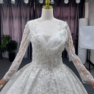 Haute qualité a-ligne Silhouette cou à manches longues <span class=keywords><strong>mariée</strong></span> <span class=keywords><strong>grande</strong></span> <span class=keywords><strong>taille</strong></span> longueur au sol chapelle Train dentelle <span class=keywords><strong>robe</strong></span> de <span class=keywords><strong>mariée</strong></span> Lsch17 - Product Image 3