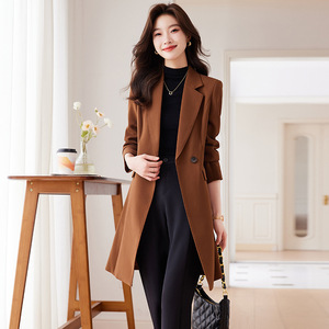 Women's Trench Coat Mid Length Slim Fit Solid Color Polyester Woven Comfortable Autumn Style - Product Image 3