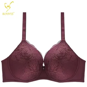 Binnys-Sujetador de encaje con aros para mujer, lencería de moda, hecho en China, Copa E, realce de satén, 38 Dd