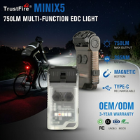 MINIX5 Paduan Aluminium Multi-Fungsi 750LM EDC Gantungan Kunci IP65 Tahan Air Magnetik Dapat Diisi Ulang Fokus Dapat Disesuaikan UV untuk Berkemah