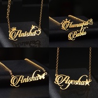 Collier personnalisé en acier inoxydable en or 18K Chaînes de collier personnalisées avec nom de papillon