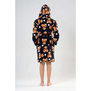 Robe en polaire pour enfants filles, imprimé ours en peluche, manches longues, douce et confortable, vêtements de nuit à capuche - Product Image 1