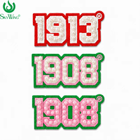 En gros, Appliques thermocollantes brodées en perles numérotées pour Sororité grecque Delta Alpha Kappa Zeta SGRho, pour chapeaux et vêtements