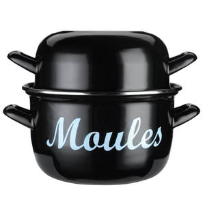 Olla de Esmalte de 20 cm y 2 Litros para Cocinar, con Logotipo Personalizado, Olla de Acero Esmaltado Negra para Mariscos con Tapa - Product Image 6
