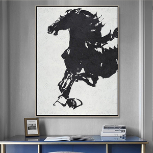 100% dipinto a mano decorazioni per la casa astratto minimalista soggiorno Wall Art in bianco e nero <span class=keywords><strong>dipinti</strong></span> <span class=keywords><strong>ad</strong></span> <span class=keywords><strong>olio</strong></span> su tela <span class=keywords><strong>cavalli</strong></span> - Product Image 4