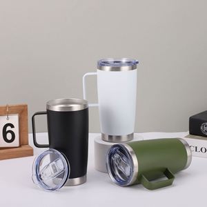 Tasse thermos de voiture 20 oz en acier inoxydable 304 avec poignée, personnalisable avec logo – Nouveauté ! - Product Image 1