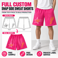 Shorts de sport personnalisés à fermeture éclair latérale pour hommes, shorts vintage lavés avec impression graphique, logo personnalisé pour un style décontracté de rue
