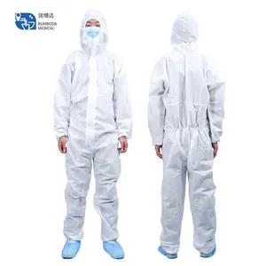 White Disposable Coverall Suit Isolation Clothes Prevent Asbestos Tubeless Type 5/6 Protective Cheap Disposable Coverall