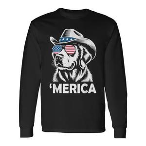 T-shirt à manches longues pour chien Labrador Retriever, drapeau américain, 4 juillet - Product Image 1