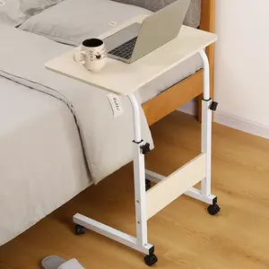 מתכוונן גובה מעלית מטלטלין גלגל עץ שולחן מחשב נייד שולחן למיטה