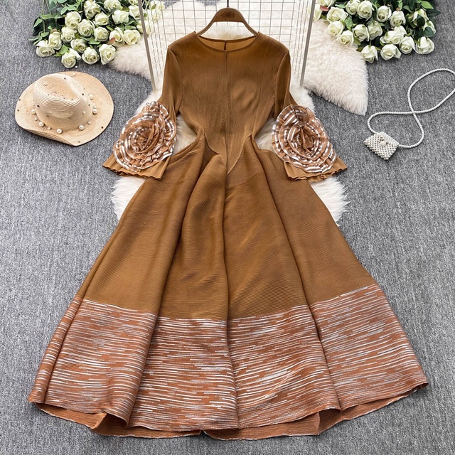 knee length dresses for ladies European palace style dress for women summer French retro square colla –  Lee Nhi Boutique main image 1