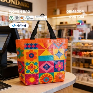 Bolsa de Compras de Polipropileno Tejido Laminado Ecológico Huahao, Reutilizable, con Impresión de Logotipo Personalizado para Tienda - Product Image 1