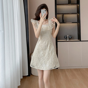Rouyao Morning <span class=keywords><strong>Shadow</strong></span> Nouvelle robe élégante à volants en dentelle française brodée avec ourlet intérieur et bande 9237 - Product Image 1