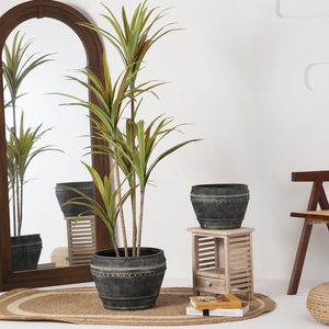 Haute qualité Design moderne Vintage noir Mgo Pot de fleur ensemble petite taille extérieur jardin sol ustensiles ornements pour pépinière - Product Image 3