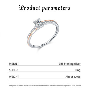 S925 Sterling Silver Two Tone Rose Gold Plated Main Stone Pave <b>Ring</b> 2026 Luxury Proposal Gift Versatile Women <b>Thin</b> Finger <b>Ring</b> - Product Image 5