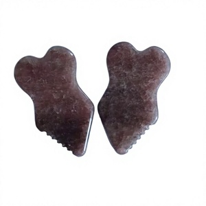 Masajeador facial personalizado con forma de onda de piedra Gua Sha de cuarzo de fresa para adelgazar el cuerpo herramienta de terapia física para Spa facial y de pies - Product Image 6