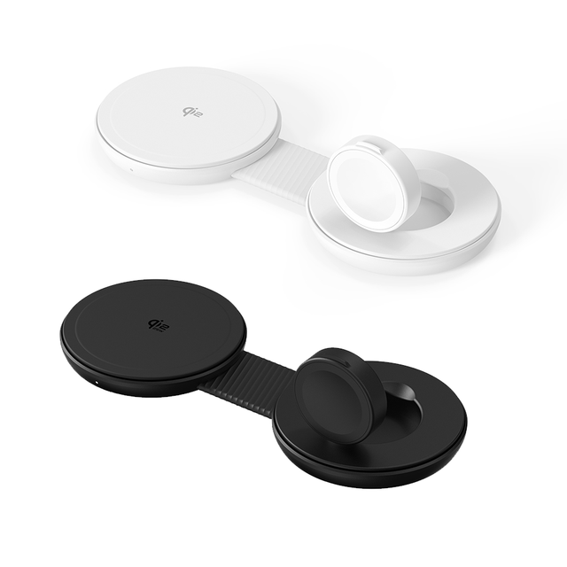 M40 2 in 1 Conjoined Portable Foldable Qi2 Qi2.2 15W 25W Magnetic Wireless Charger Pad for iPhone IWatch