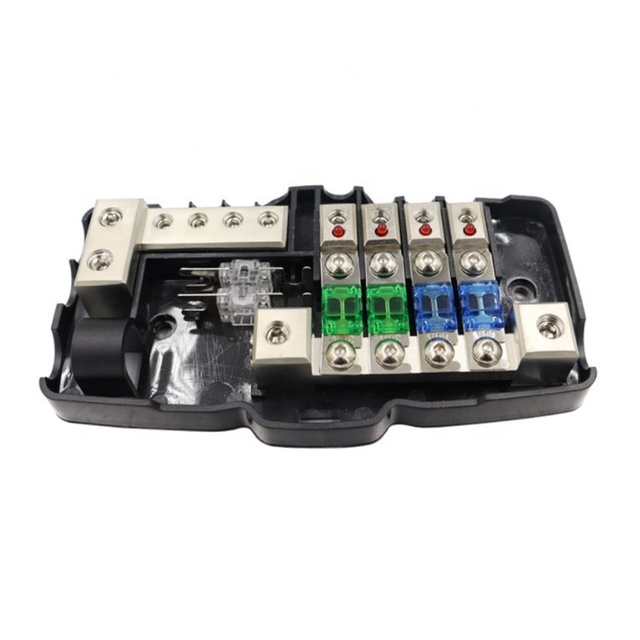 Automotive Audio Multifunction Fuse Box Four-way Two-in Four-out LED Light ANL Insurance Fuse Car Audio Fuse Block