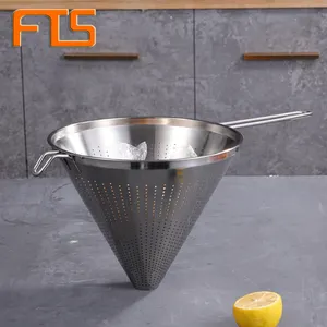 Filtro cônico de cozinha, atacado de fábrica, com cabo para filtro de óleo de cozinha, coador de sopa de aço inoxidável