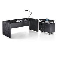 Bureau de direction en verre trempé en forme de L, table de travail moderne pour ordinateur de bureau