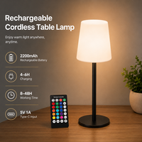Lampe de table ambiante RGB CoolQing, 16 couleurs, rechargeable, 2200 mAh, 16 couleurs, IP65, personnalisable avec télécommande IR