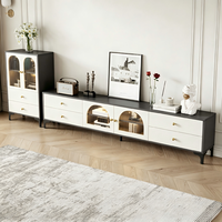 Vente directe d'usine, ensemble de meubles de salon en bois moderne, meuble TV et table basse de luxe avec rangement et hauteur réglable