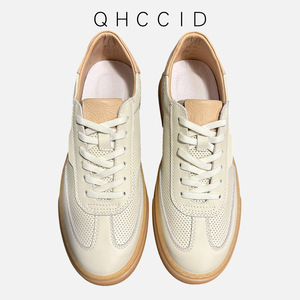 Zapatos de Hombre Beige de Cuero Genuino con Punta Redonda y Cordones, Transpirables, con Entresuela de EVA y Suela de Goma, para Todas las Temporadas - Product Image 3