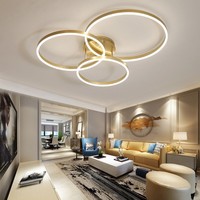 Lustre de plafond LED moderne pour salon, salle d'étude, chambre à coucher, éclairage intérieur dimmable, décoration de lampes dorées et noires