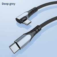 3ft 5A USB3.2 10Gbps 4K @ 60Hz PD 100W USB C a USB C Cable Codo de 90 grados Carga súper rápida Thunderbolt 3 USB Tipo C Cable