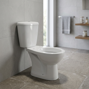 Ensemble WC moderne en céramique blanche, deux pièces, à double chasse, à poser au sol - Product Image 1
