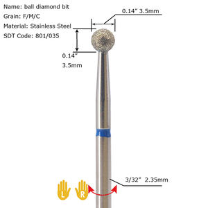 Broca de uñas con forma de bola grande de diamante E File más popular 5mm 4mm 3mm - Product Image 3