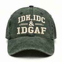 Gorra de Béisbol Vintage Lavada con Bordado 3D, Texto DGAF, Unisex, de Algodón, con Visera Curva, Personalizable, OEM