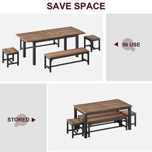 <span class=keywords><strong>Mesa</strong></span> de Comedor Extensible de Madera para 4-8 Personas, Diseño Industrial, Estructura Metálica Resistente, <span class=keywords><strong>Mesa</strong></span> Rectangular para <span class=keywords><strong>Cocina</strong></span>, Comedor, Muebles para el Hogar - Product Image 5