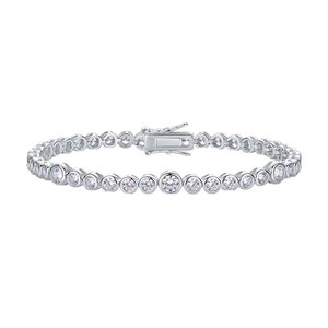 Bracelet tennis en argent sterling plaqué or avec perles et moissanite couleur D, design bulle, certifié GRA, bijoux de luxe - Product Image 1